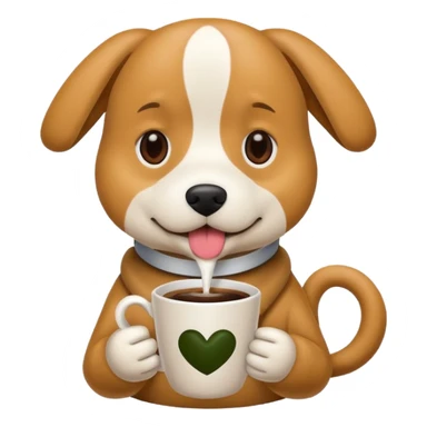dog drinking coffee sticker