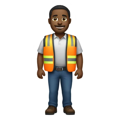 Fat black guy in safety vest holding an Ethernet cord  sticker