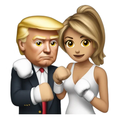 Trump boxing with melania sticker