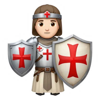 knight templar holding shield with red cross sticker