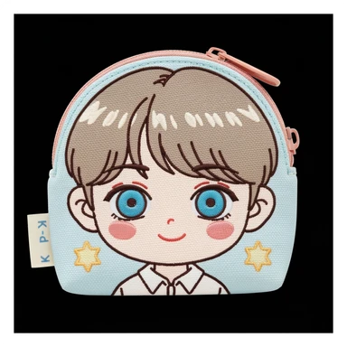 kpop fan coin purse, cute, expressive, minimal sticker