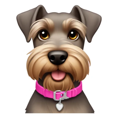 Light brown schnauzer dog with pink collar  sticker