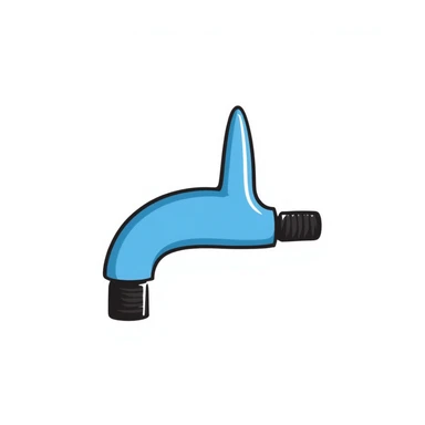 Hand-drawn blue VO2 max test mouthpiece with valve, simple fitness lab equipment sticker