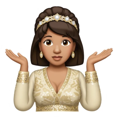 Aretha Franklin with dark brown hair, ivory sequin outfit sticker