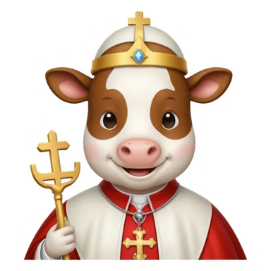 cow with a pope catholic outfit sticker