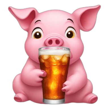 Pig drinking cola sticker
