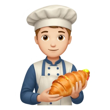 Young male baker – holding a croissant

 sticker