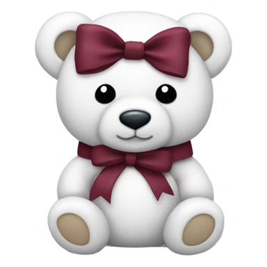 White cute teddy bear with a burgundy bow sticker