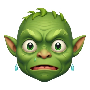 Goblin is crying with big tears in his eyes  sticker