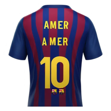 Barcelona player's shirt number 10 and the player's name is amer  sticker