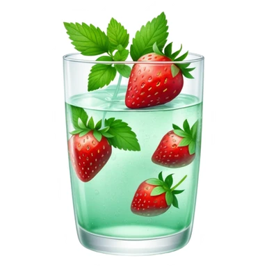 refreshing strawberry mint water in a clear glass sticker