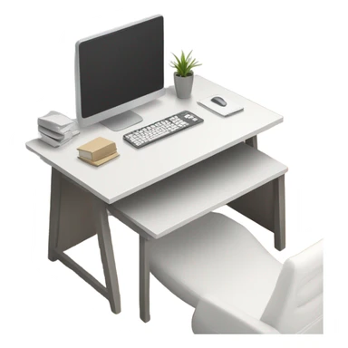 minimalist-clean-desk-with-grey-white-wood-colorway-no chair-rear-view sticker