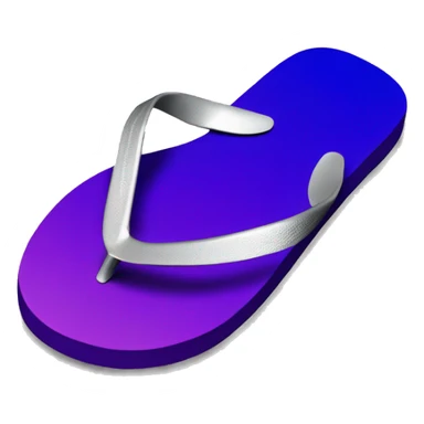 Realistic dark purple to blue ombre flip flops with metallic silver accents. sticker