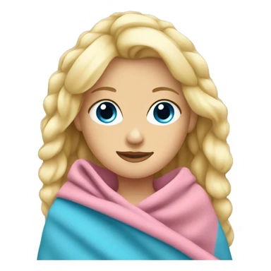 blonde girl blue eyes in pink blanket sticker