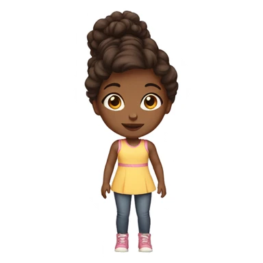 black babysitter with a puff and brown hair little girl sticker