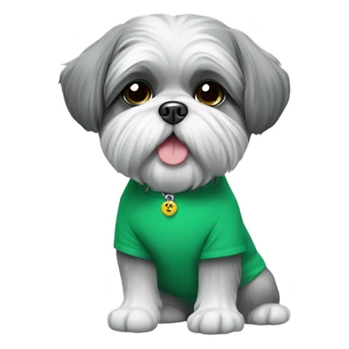 Grey Shih Tzu wearing green shirt  sticker