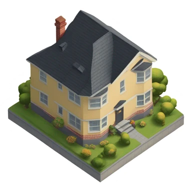 isometric 1930's bay windowed house sticker
