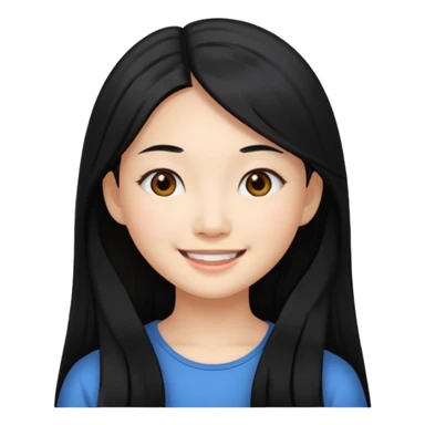 smiling Asian girl with long black hair sticker