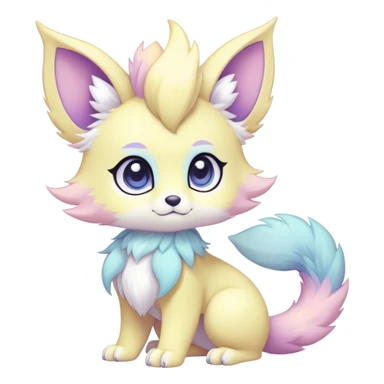 Kawaii bright fantasy ethereal anthro fursona Fakemon with tufted tail  sticker