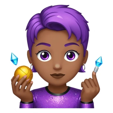 Glitter Roxo e Ciano Mão apontando para direita sticker