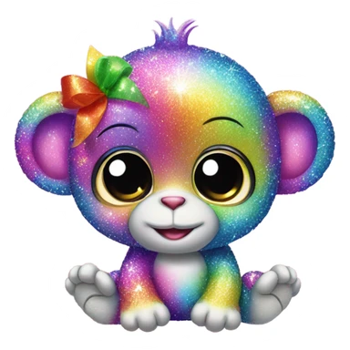 Lisa frank sparkly rainbow baby monkey with heart sticker