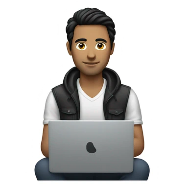 white man with black hair on his laptop sticker