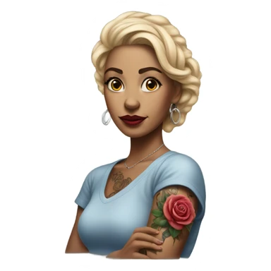 Hyper Realistic beautiful woman with a small rose tattoo sticker