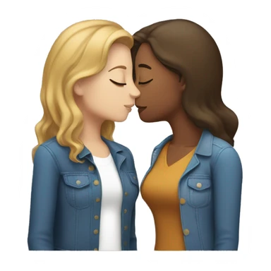 a white woman and a light brown woman kissing and a third white woman in the middle facing forward sticker