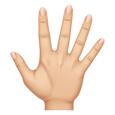 the ring finger, index finger, and middle finger facing up while the thumb and pinky finger are facing inwards towards the hand sticker