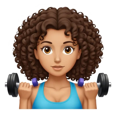 brunete curl medium hair woman working out sticker
