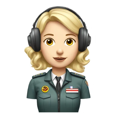 Blonde Russian pilot girl with pilot headset sticker