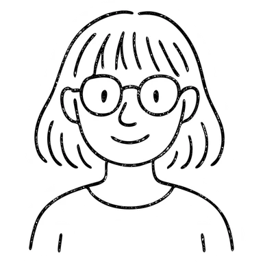 mujer con flequillo y gafas dibujo a mano sticker