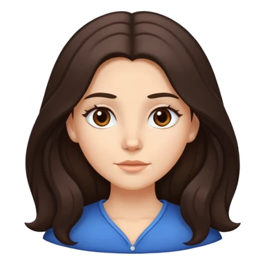 Caucasian girl with long voluminous dark brown hair with middle part, no bangs sticker