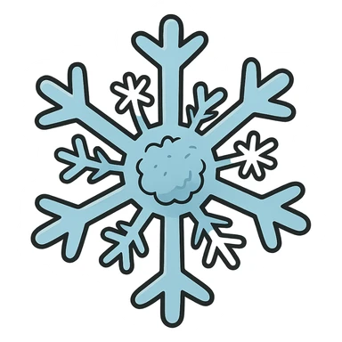 blue and white snowflake in flat toon style sticker