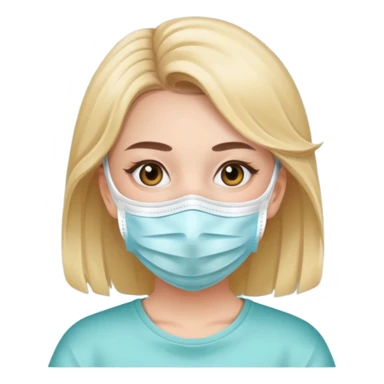 A girl with a face mask sticker
