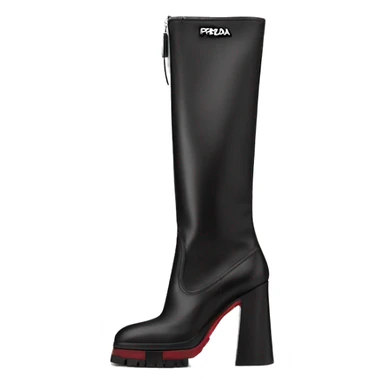 black prada monolith leather re-nylon boots with pouch with the prada logo sticker