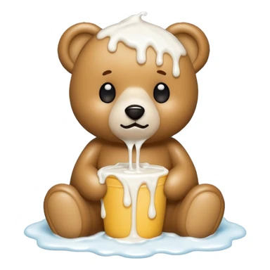 Teddy bear covered in milk sticker