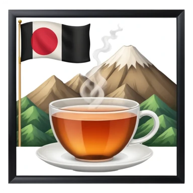 TEA WITH JAPAN MOUNTIAN AND FLAG IN BACKGROUND sticker