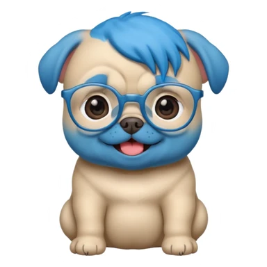 blue haired baby pug wearing glassess sticker
