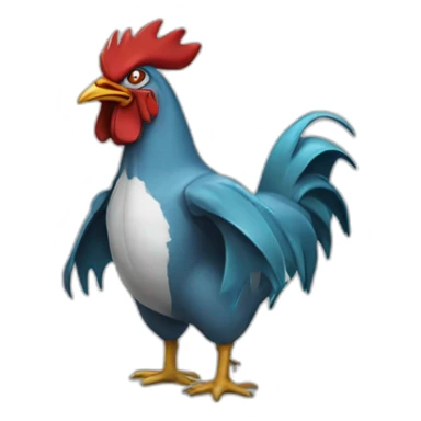 rooster wearing shark suit sticker