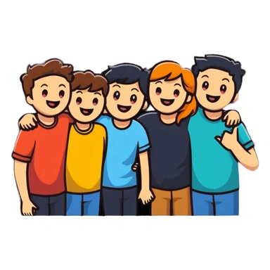 group of friends laughing together sticker