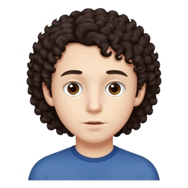 boy, really dark brown hair, curly hair, dark brown eyes, pale skin, , hair sticker