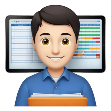 smile male dark short hair auditor with spreadsheet emoji sticker