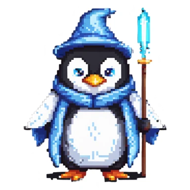 angry wizard penguin wearing pajamas walking sticker