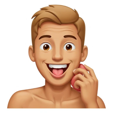 Guy holding neck laughing with tounge out sticker