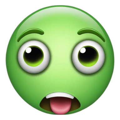 a green smiley very very shoked with big round eyes and mouth wide open sticker