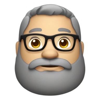 Mid age smiling chubby developer with light brown skin long beards and glasses and a very short black hair sticker