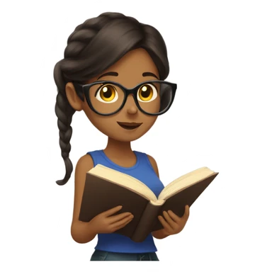brunett girl reading a fantasy book sticker