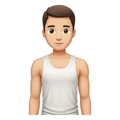 male, wearing a white tank top sticker