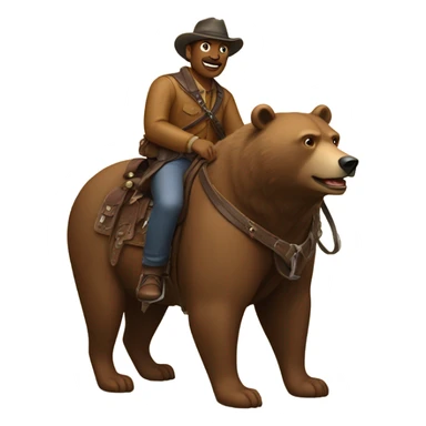 Man riding a bear with a saddle sticker